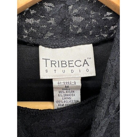 Tribeca Studio Women's Lace Mock Neck Shirt Black Size Medium Y2K Goth,Fairycore - Picture 2 of 5